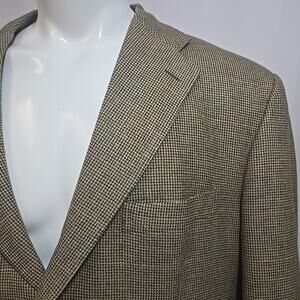 VTG Polo Ralph Lauren Cashmere Blend Tweed Blazer Size 46 Long Windowpane Plaid